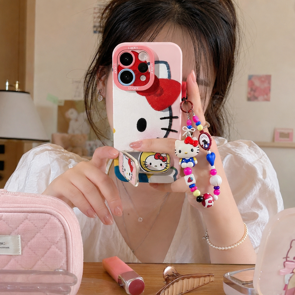 【💖 店長おすすめ】iPhone機種に対応 ミラー付き隠しスタンド レンズ高縁保護 柔らか肌触り スマホケース C-80056