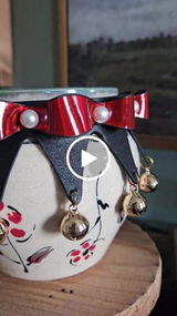 Jester’s Mirage Pearl Triangle Choker with Bell_Black&Red