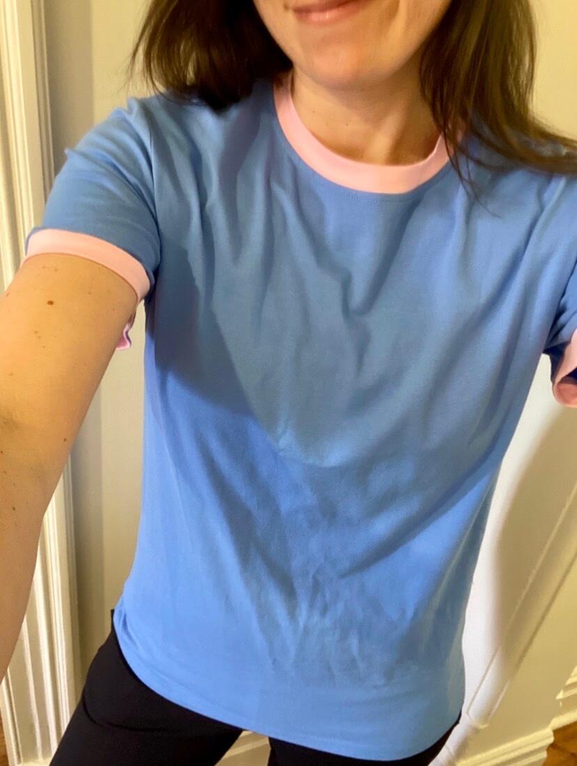 Blue/Pink Oversize Ringer Tee
