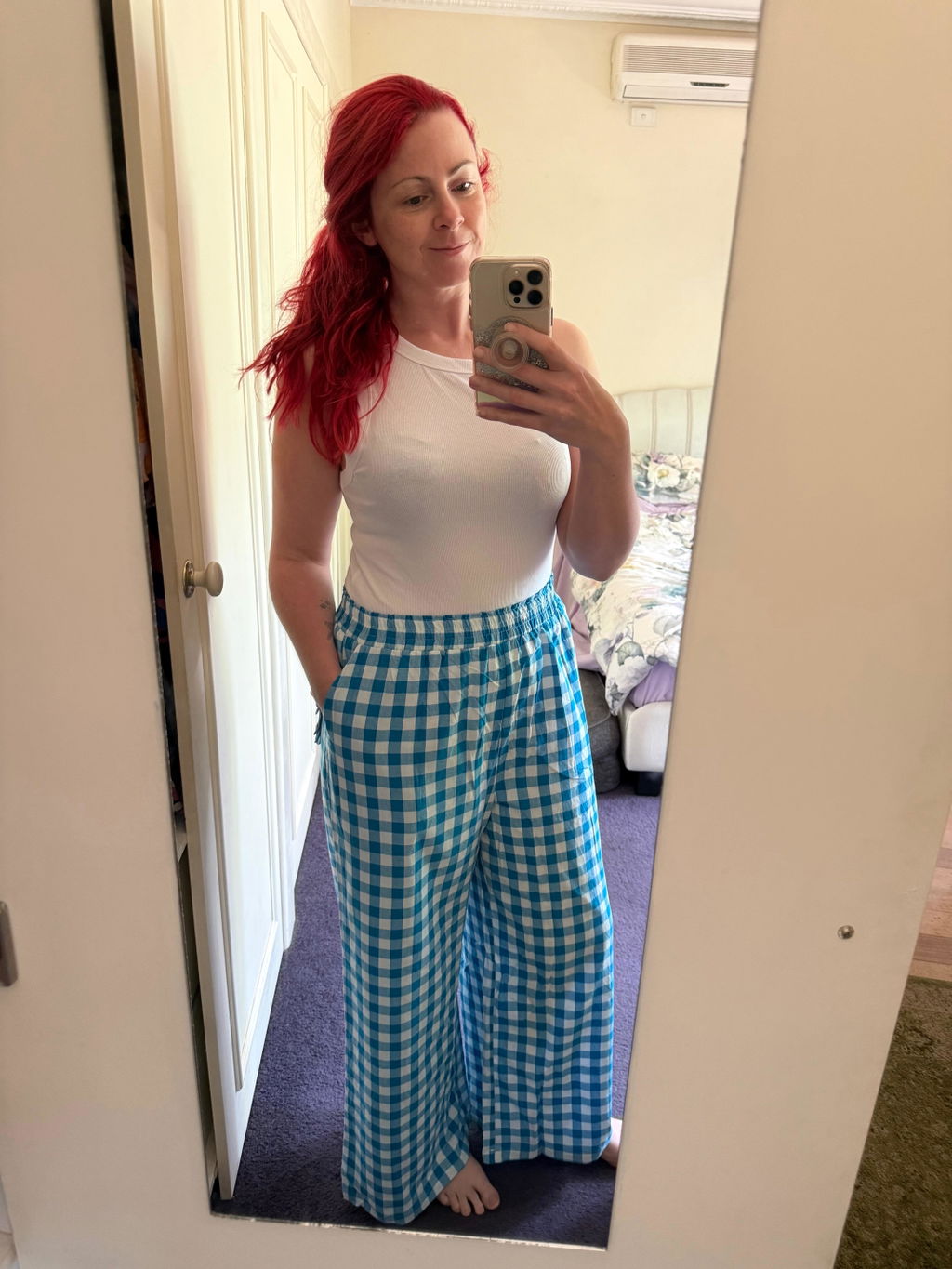 Blue Gingham Pants