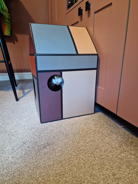 Cat House丨Cat Scratch Pad&Catnip丨Cat Scratcher Cardboard House for Various Home Decor丨Cat Scratching Home Toy for Indoor Cats