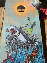 Artist Series Cornhole Boards - All Weather Series - Great White Wave