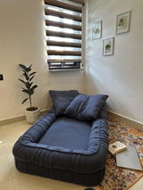 Woolly - Large Luxurious Human Dog Bed and Floor Sofa Bed (Midnight Blue)