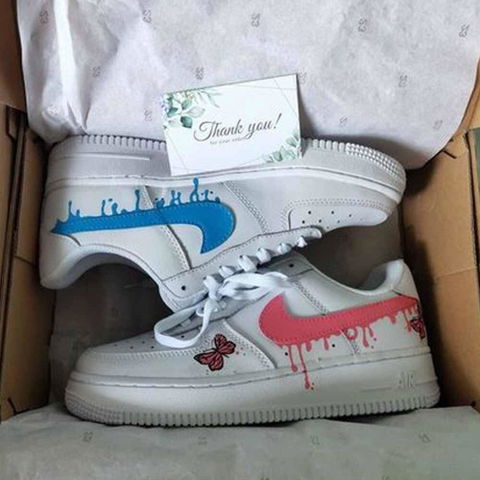 Pink Blue Butterfly Drip Custom Sneaker