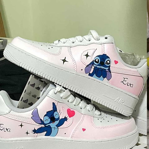 Blue Stitch Heart Cartoon Custom Sneaker Air Force 1