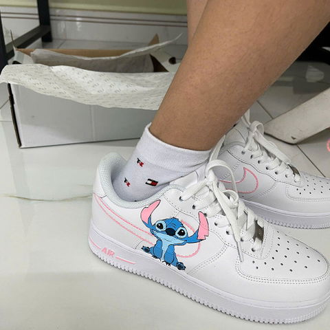 Stitch Pink Swoosh Custom Sneaker