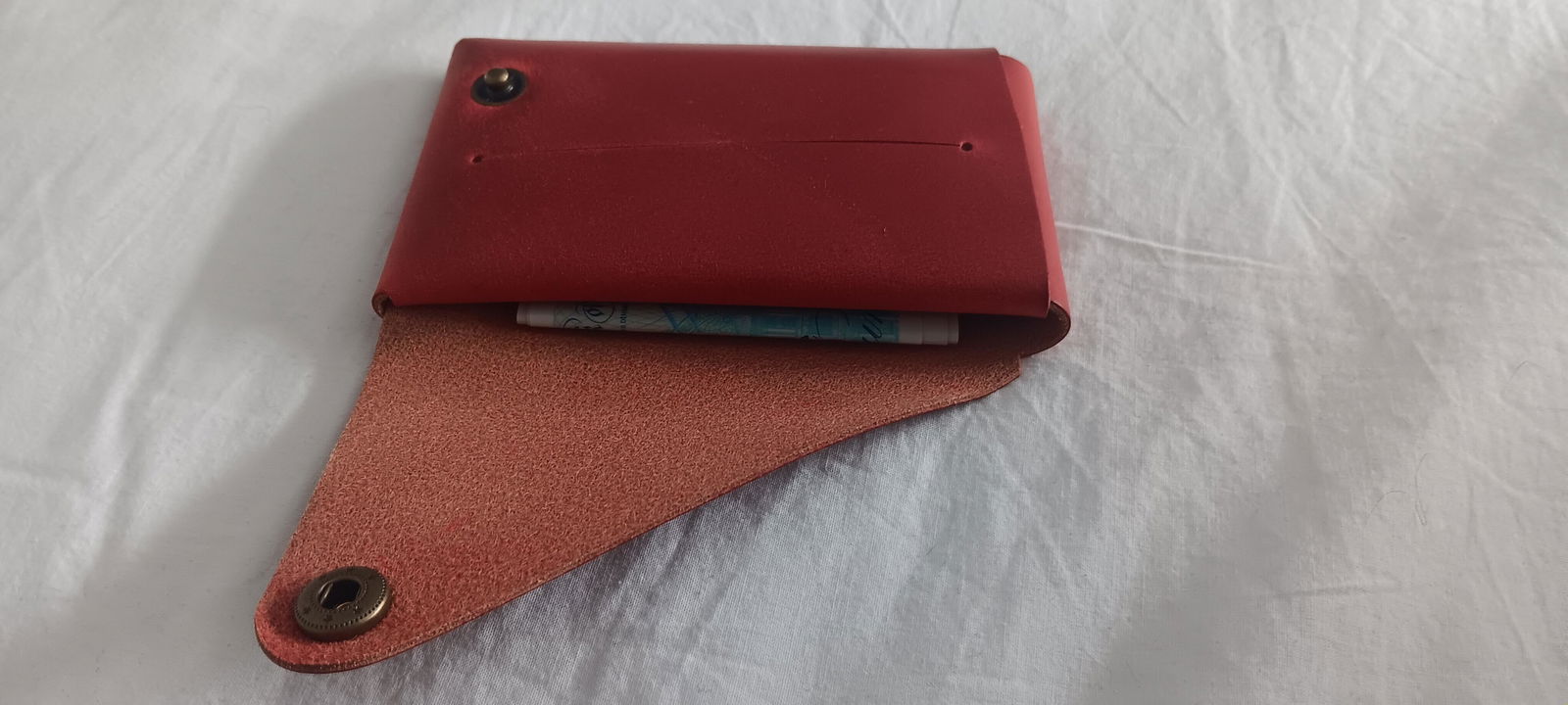 ＊handmade＊no.264 Minimalistic leather wallet/card holder | Fragola Red