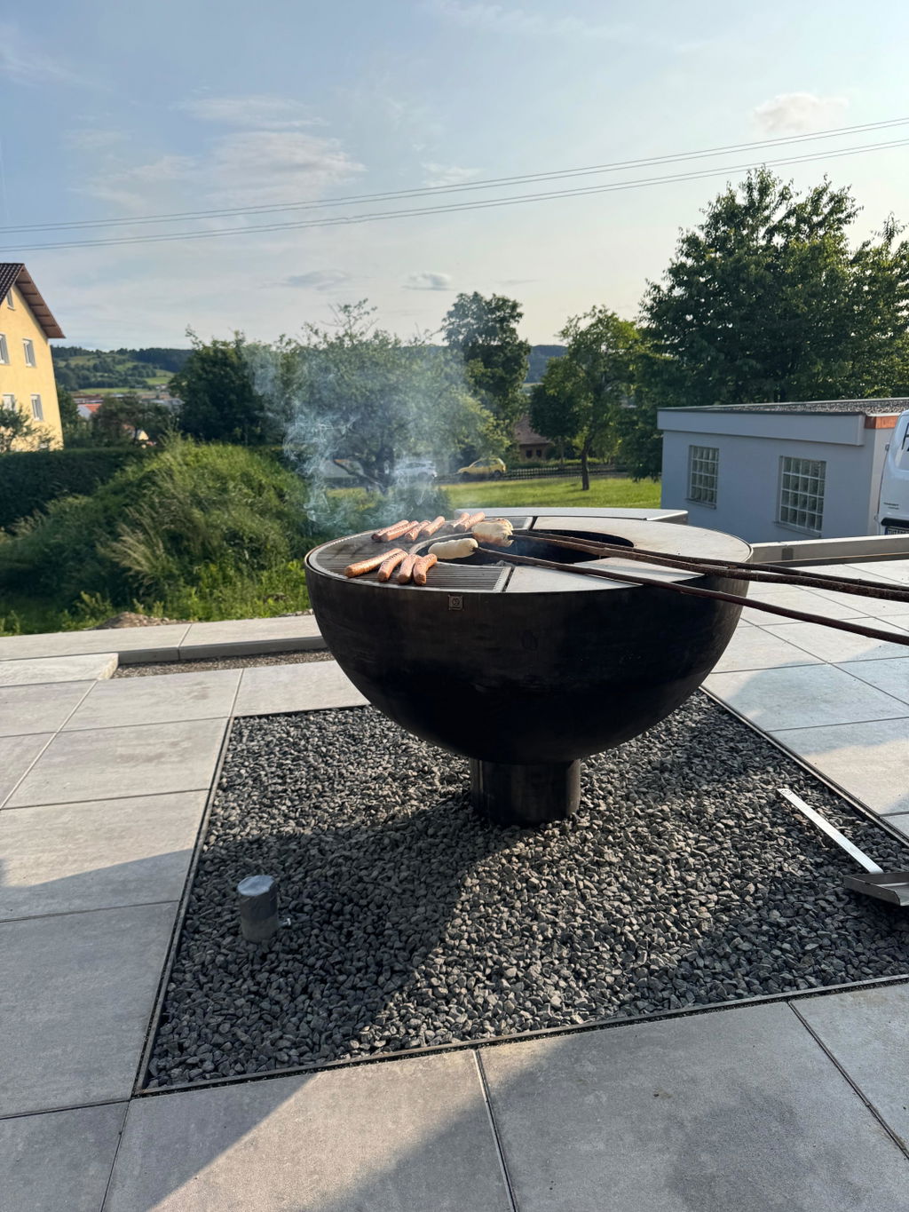 Feuerschale mit Grillring höhenverstellbar 100, Edelrost