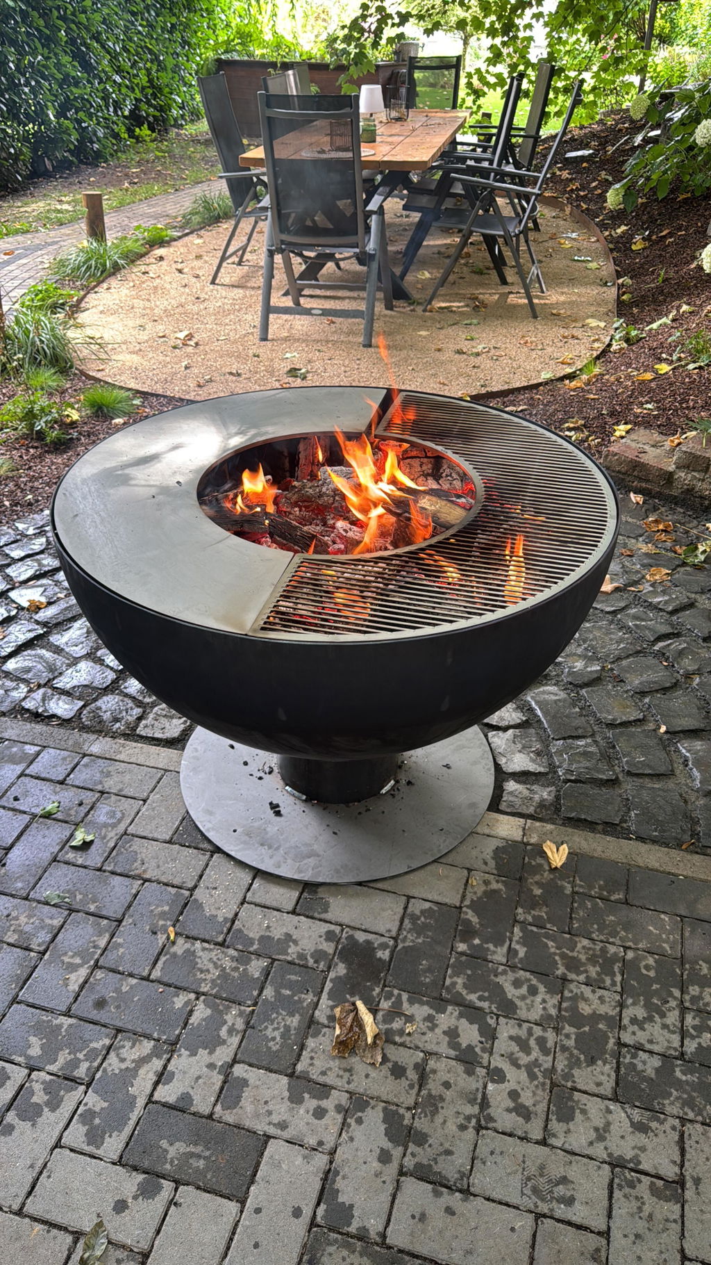 Feuerschale mit Grillring höhenverstellbar 100, Edelrost