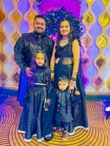 Sparkling Shining Black Sequin Aline Gown Set for Mom and Daughter