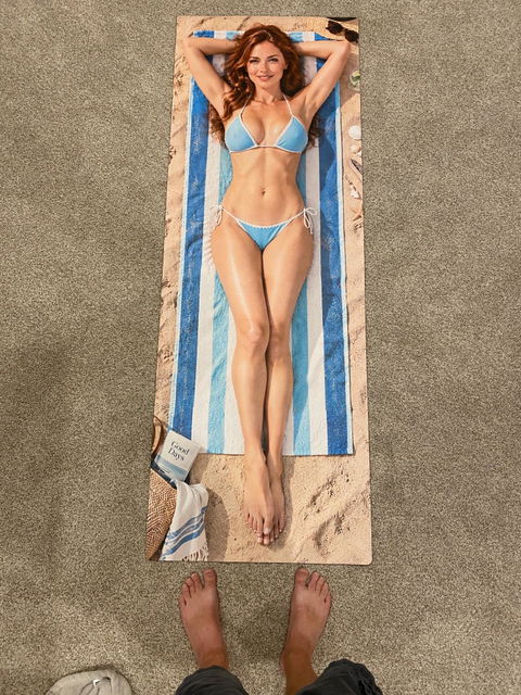 Sexy Redhead Girl Yoga Mat 24x72 Suede Exercise Fitness Workout Mat