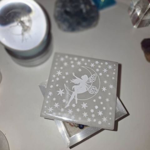 Fairy Selenite Charging Box – Polished Crystal Storage