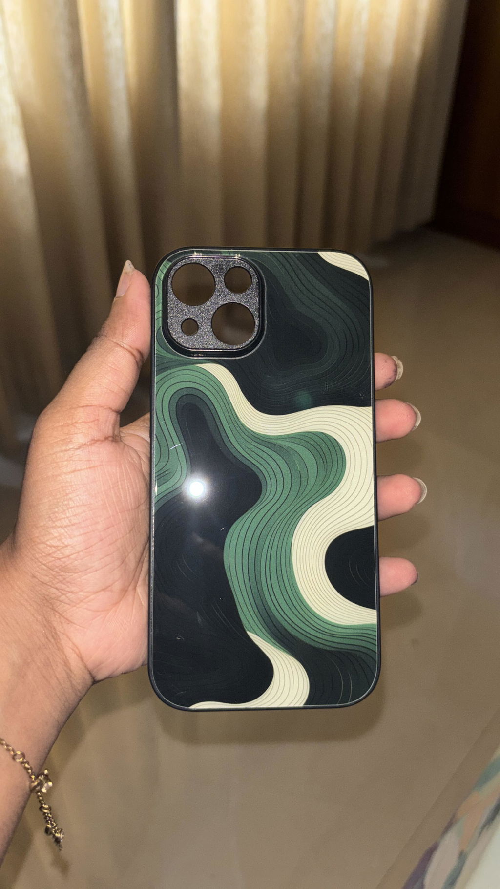 Dark Green Pattern Abstract Glass Phone Case Cover