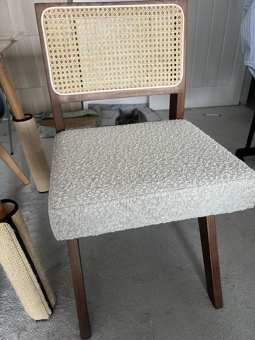 Cary Wooden Dining Chair, Moss Green Sustainable Mohair Velvet