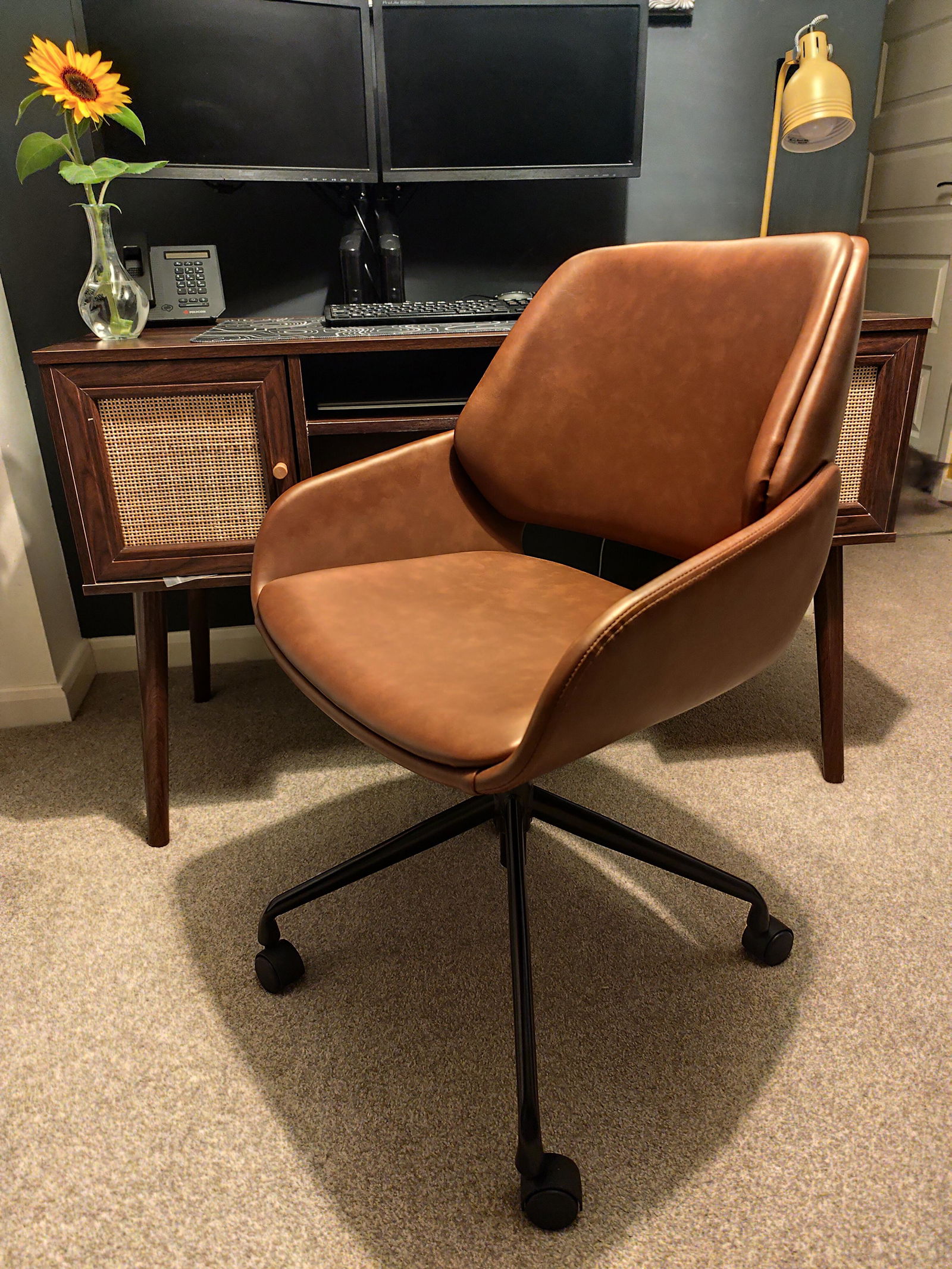 Franklin Office Chair, Speckled Cappuccino Boucle & Walnut | Cult