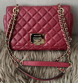 Preloved Authentic Michael Kors Red Vivianne Quilted Leather Shoulder Flap Bag
