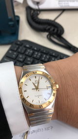 Preloved Authentic Omega Constellation 34mm/17cm, steel ‑ yellow gold on steel ‑ gold full bar