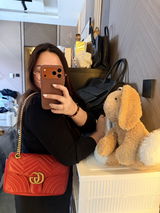 Preloved Authentic Gucci GG Marmont Matelassé Small Shoulder Bag – Hibiscus Red
