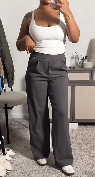 Pantalones casuales de cintura alta y pierna recta