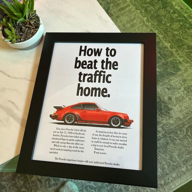 Porsche 930 Turbo Vintage Ad - Beat the Traffic Home
