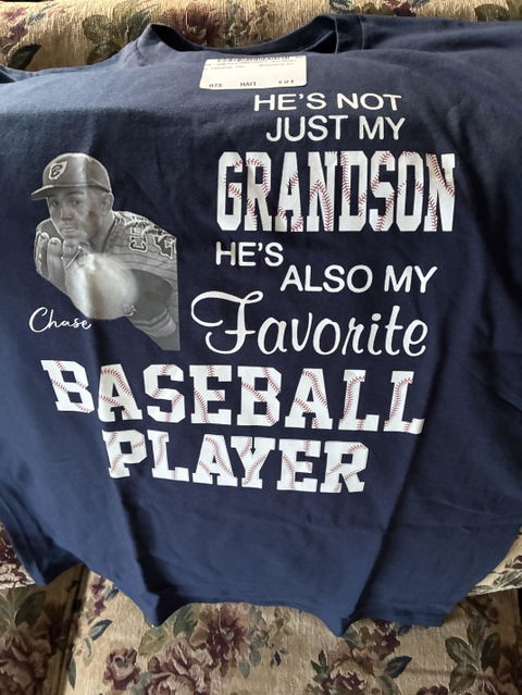 Favorite Baseball Player Grandson - Personalized T-Shirt, Custom Photo Baseball T-Shirt, Proud Grandma Gift, Baseball Fan Gift