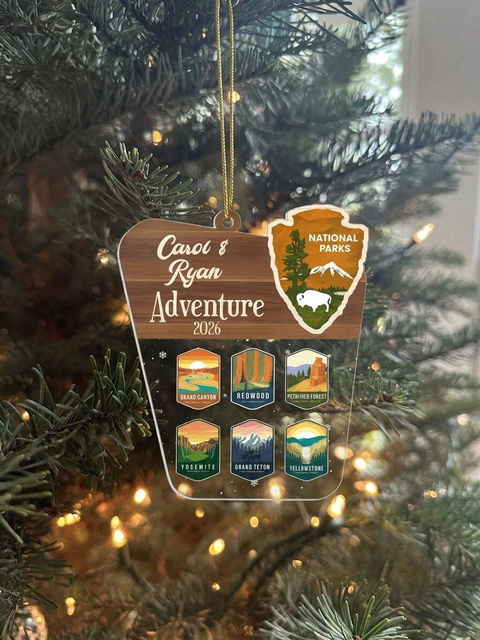 Adventure National Parks - Personalized Acrylic Ornament, National Parks Photo Ornament, Adventure Lovers Ornament, National Park Trip