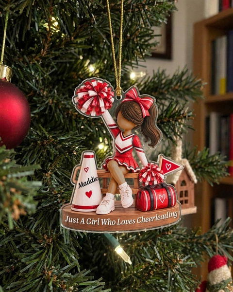 Just A Girl Who Loves Cheerleading - Personalized Acrylic Ornament, Gift For Girl, Cheerleading Ornament