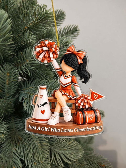 Just A Girl Who Loves Cheerleading - Personalized Acrylic Ornament, Gift For Girl, Cheerleading Ornament