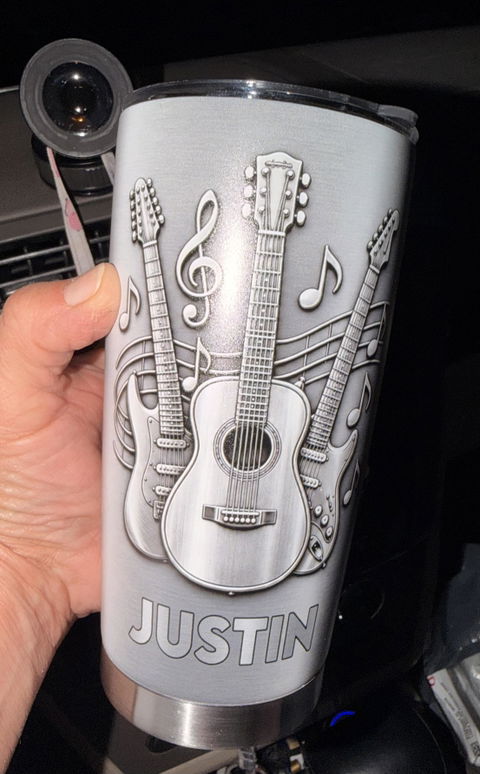 A Gift For The One Who Lets Every Chord Tell Their Story - Personalized Tumbler, Gift For Guitar Lovers, 3D Metallic Brushed Tumbler