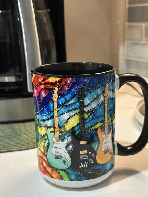 Guitar Is My Most Favorite - Personalized Mug, Custom Electric Guitar Art Coffee Mug