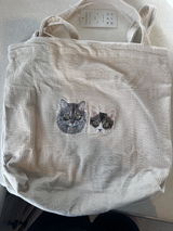 Custom Embroidered Pet Portrait Canvas Tote Bag