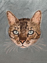Custom Embroidered Pet Portrait Velvet Cushion