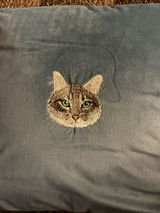 Custom Embroidered Pet Portrait Velvet Cushion