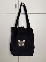 Custom Embroidered Pet Portrait Canvas Tote Bag