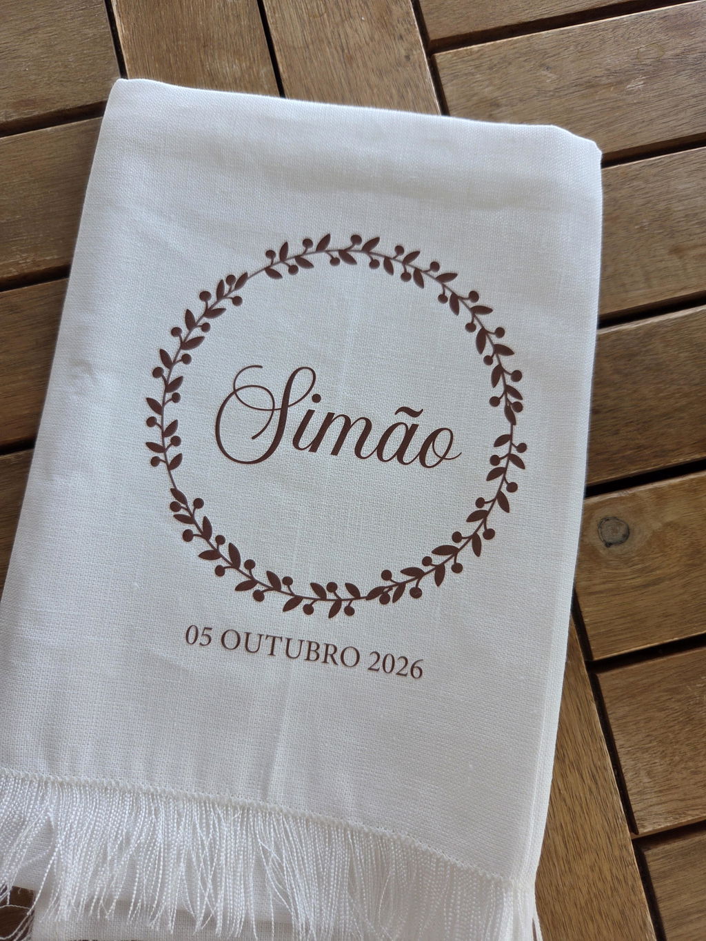 Toalha Batizado em LINHO com FRANJA