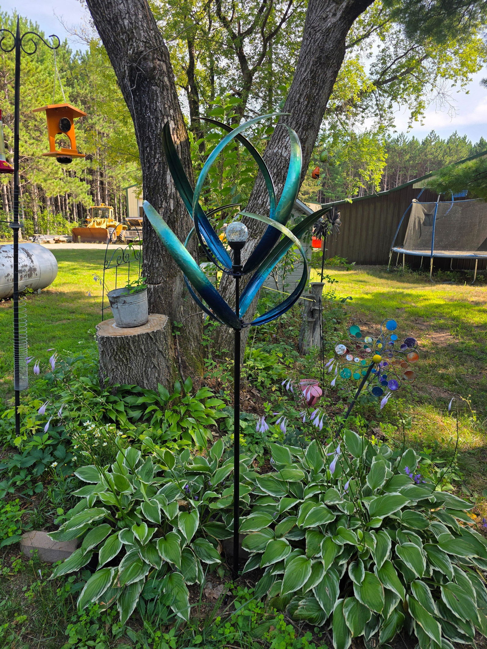 Dawn Magnolia Solar Wind Spinner, Metal Large Yard Sculpture