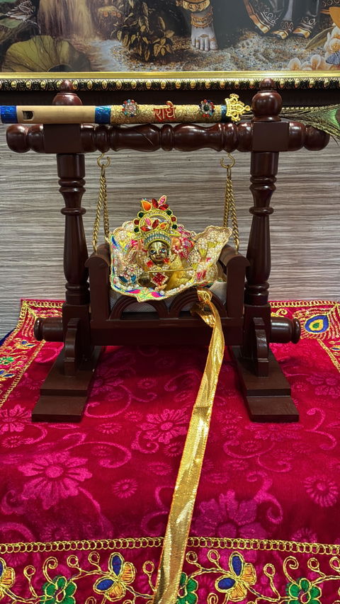 Handcrafted Wooden Jhula for Lord Krishna