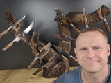 Damast Messer 5er Set Bergahorn