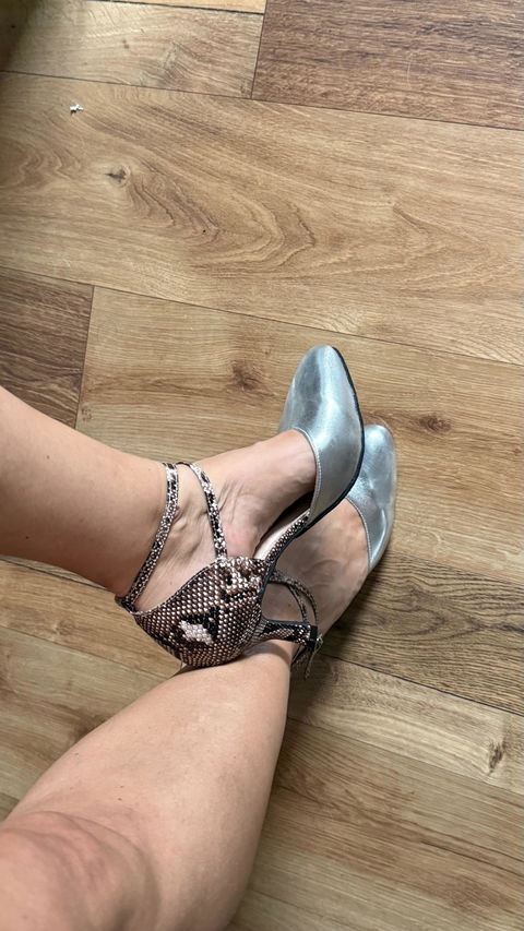 FHX Women's Silver Leatherette Customized Heels Ballroom Dance Shoes Modren Shoes