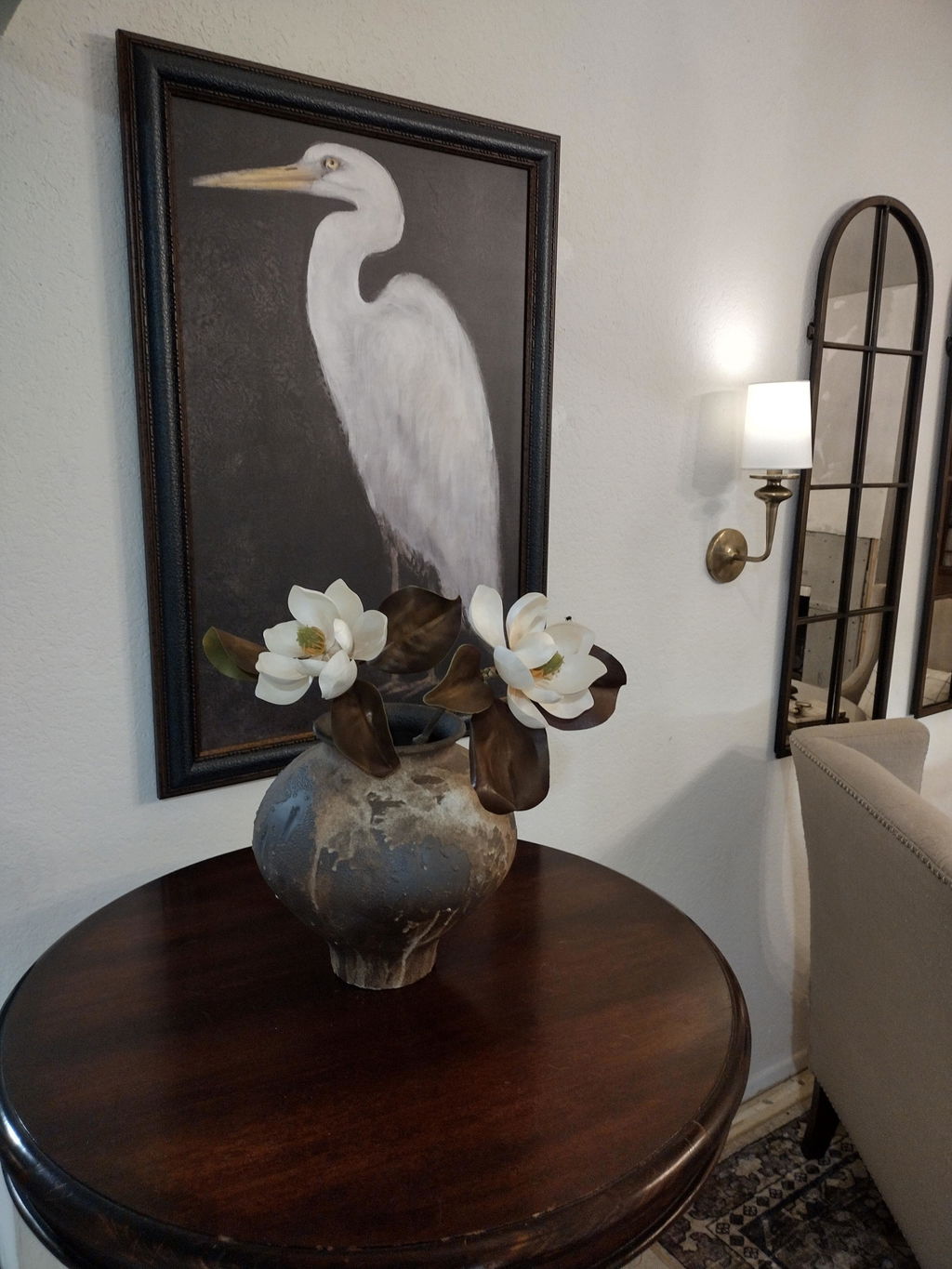 Real Touch Fall Brown Small Magnolia Bloom 24" Single Stem or Bundle of 3