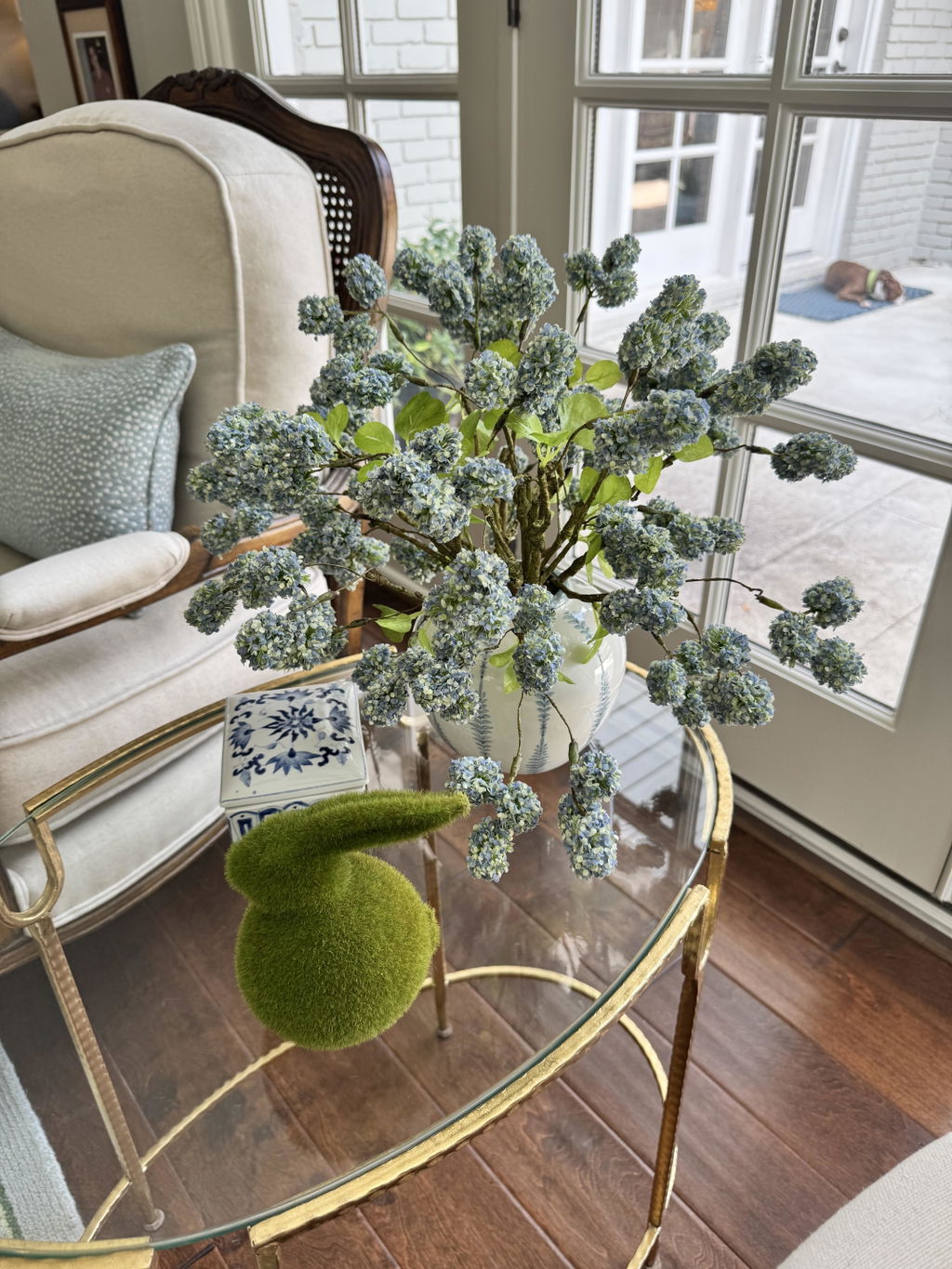 Light Blue Mini Viburnum Everyday Spring Faux Foliage Stem Spray - 15"