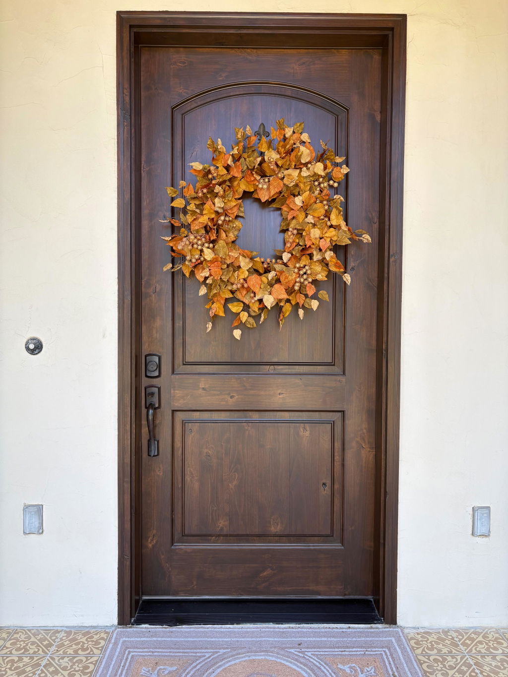 Fall Aspen Leaves with Metallic Copper Berries Fall Front Door Wreath