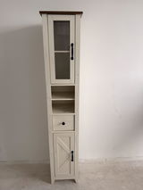 Badkamerkast In Landelijke Stijl - Smalle Badkast Met Lade En Planken - Voor Badkamer