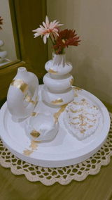 Large Round Tray, Donut Vase, Nordic Vase, Loutas Flower Pot with Candle & Leaf Tray Bundle 68