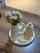 Large Round Tray, Donut Vase, Nordic Vase, Loutas Flower Pot with Candle & Leaf Tray Bundle 68