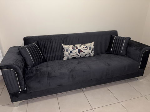 Canapé convertible velours gris anthracite – BALI