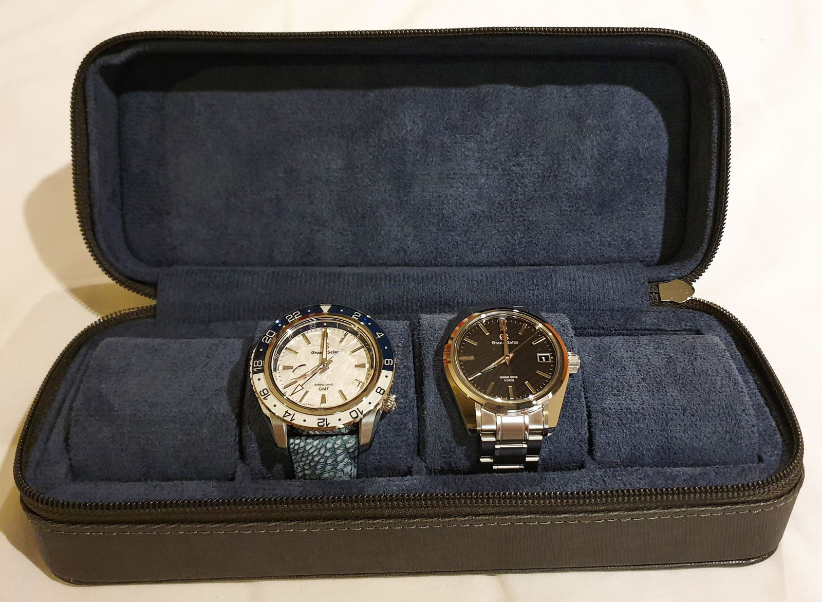Zip Box (Four) - Grey/Navy - Watch Storage Case | Delugs