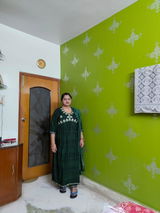 Green Ethnic Motifs Embroidered High Slit Threadwork Kurta with Trousers and Dupatta