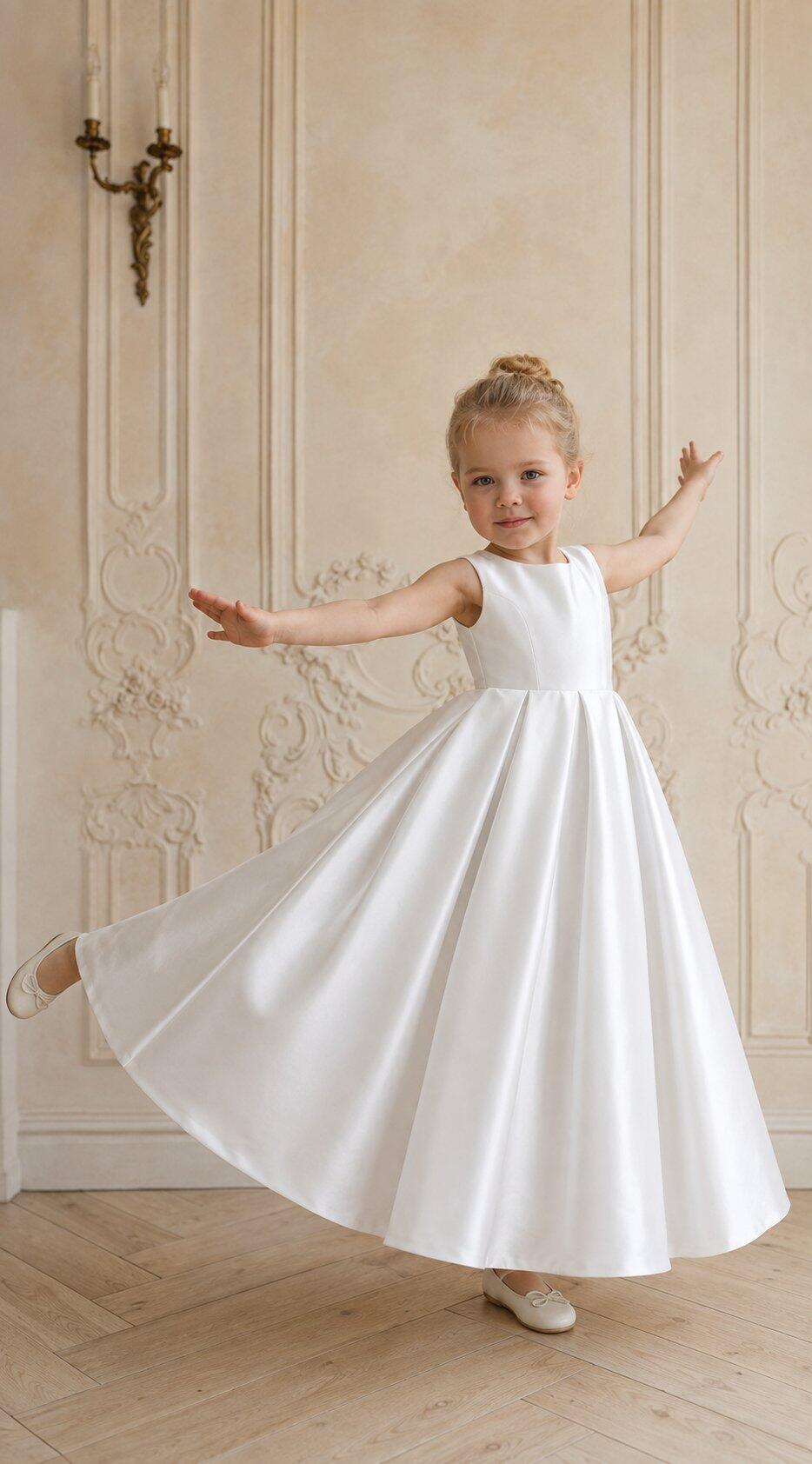 Dideyttawl Flower Girl Dress with Thick Straps and Statement Back Bow