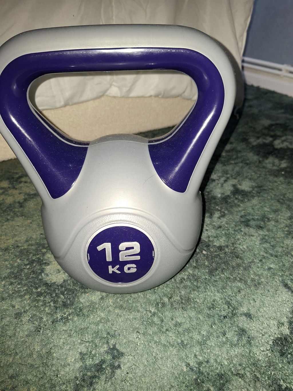 Kettlebell, 12kg Kettle Bells with Handle for Home Gym Weight Lifting and Strength Training, Dark Blue and Grey
